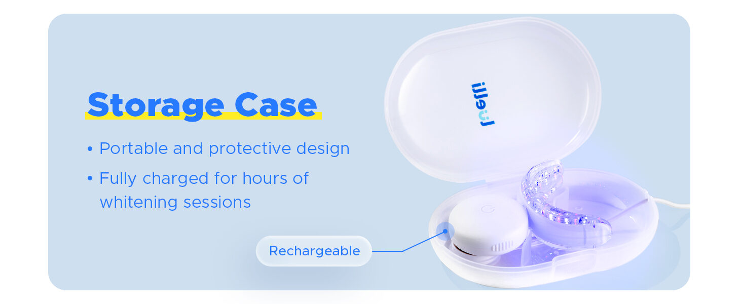 Luelli LED whitening kit in its rechargeable storage case