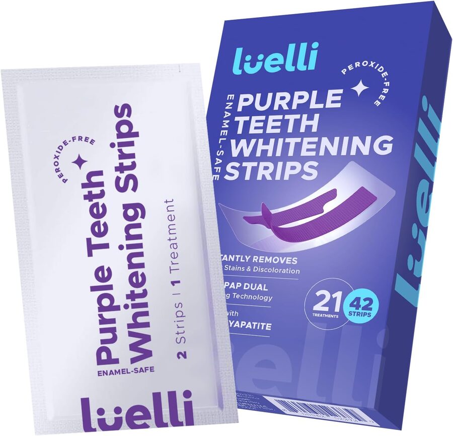 Luelli Purple Teeth Whitening Strips, 42 strips / 21 treatments